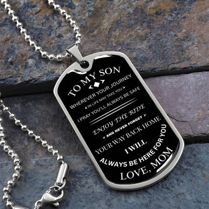 To My Son Military Necklace Always Here Gift