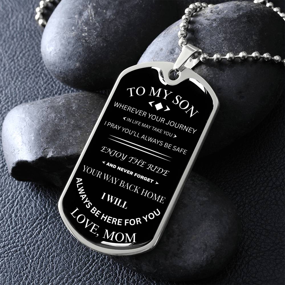 To My Son Military Necklace Always Here Gift