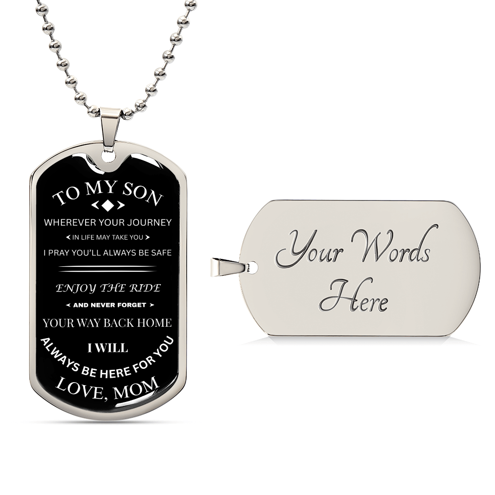 To My Son Military Necklace Always Here Gift