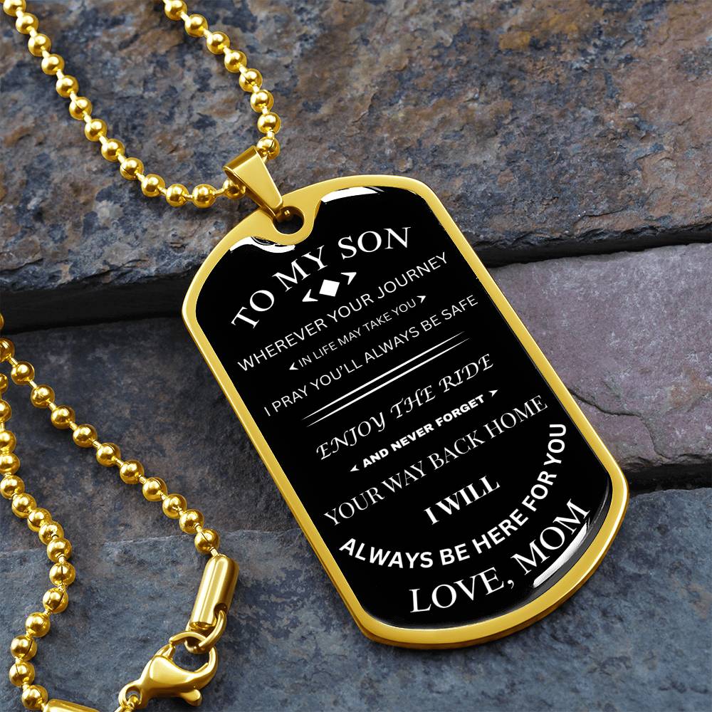 To My Son Military Necklace Always Here Gift