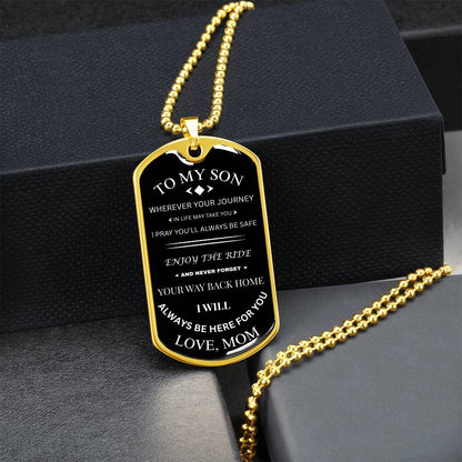To My Son Military Necklace Always Here Gift