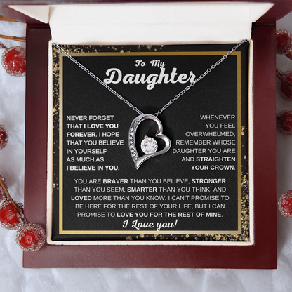 To My Daughter Heart Pendant Necklace Meaningful Gift