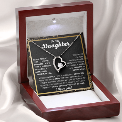 To My Daughter Heart Pendant Necklace Meaningful Gift