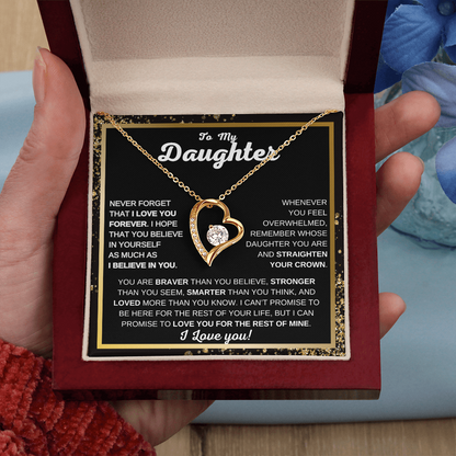 To My Daughter Heart Pendant Necklace Meaningful Gift