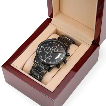 To My Amazing Dad from Daughter | Engraved Father's Day Watch | Engraved Design Black Chronograph Watch | I love You Dad