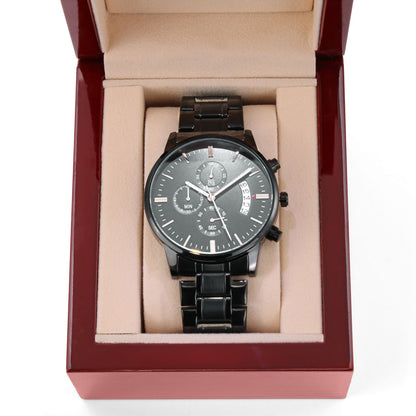 To My Amazing Dad from Daughter | Engraved Father's Day Watch | Engraved Design Black Chronograph Watch | I love You Dad