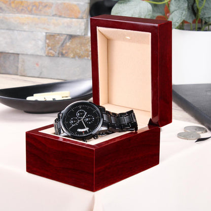 To My Amazing Dad from Daughter | Engraved Father's Day Watch | Engraved Design Black Chronograph Watch | I love You Dad