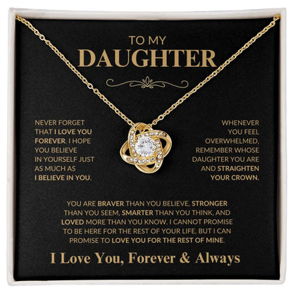 Beautiful Gift for Daughter "Never Forget That I Love You" Love Knot Necklace | I Love You, Always & Forever
