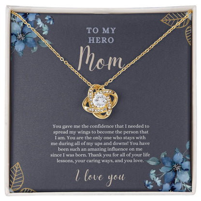 To My Hero Mom | I Love you | Love Knot Necklace | Necklace For Mom