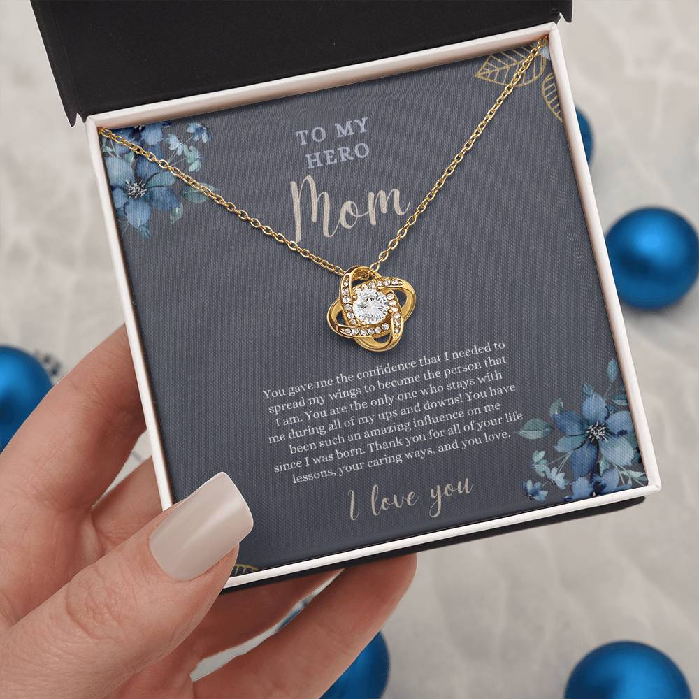To My Hero Mom | I Love you | Love Knot Necklace | Necklace For Mom