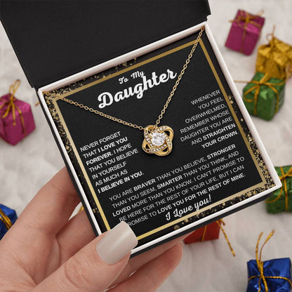 To My Daughter Love Knot Necklace Meaningful Heartfelt Gift