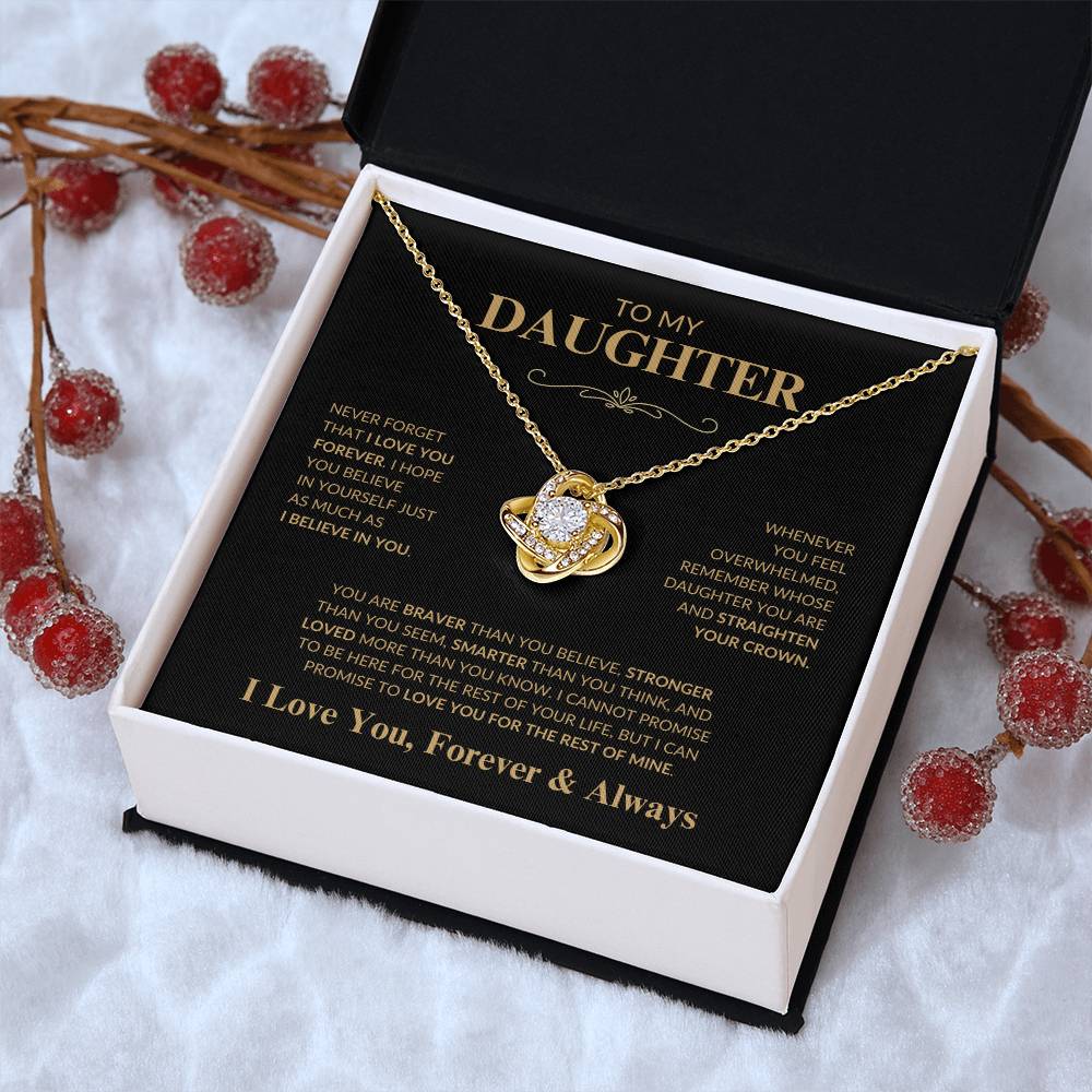 Beautiful Gift for Daughter "Never Forget That I Love You" Love Knot Necklace | I Love You, Always & Forever