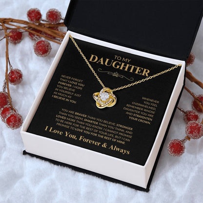 Beautiful Gift for Daughter "Never Forget That I Love You" Love Knot Necklace | I Love You, Always & Forever