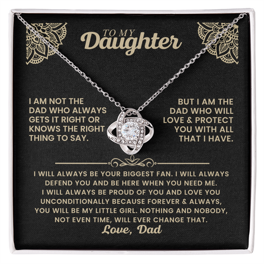 To My Daughter Love Knot Necklace Keepsake Gift