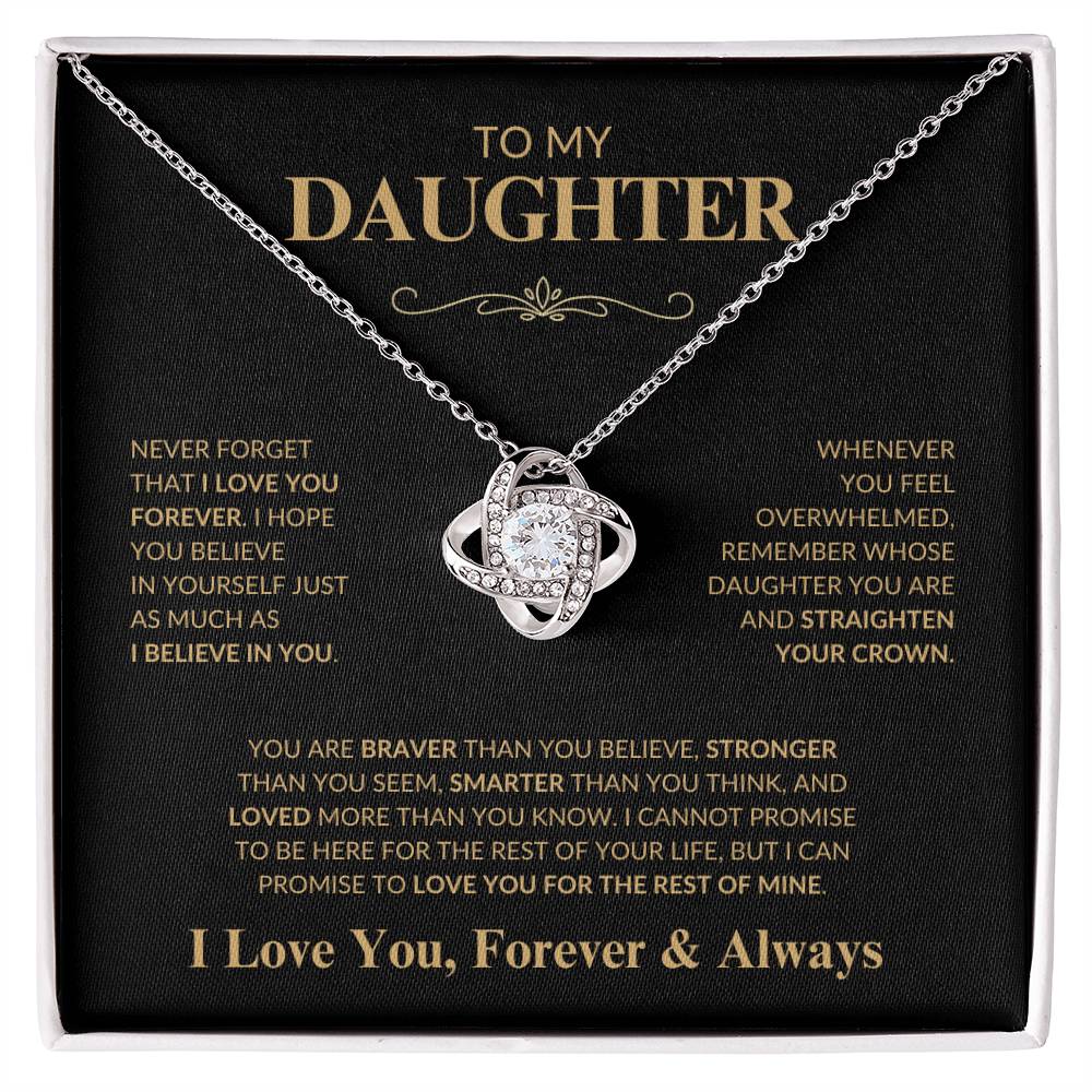 Beautiful Gift for Daughter "Never Forget That I Love You" Love Knot Necklace | I Love You, Always & Forever