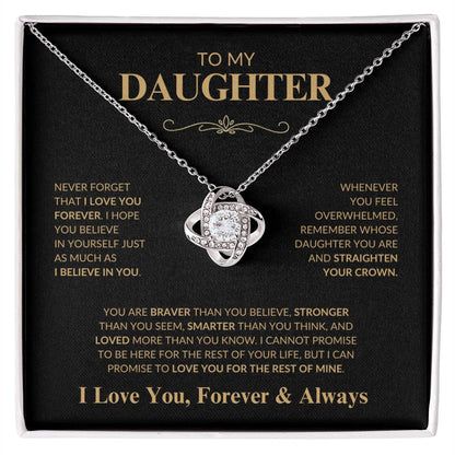 Beautiful Gift for Daughter "Never Forget That I Love You" Love Knot Necklace | I Love You, Always & Forever