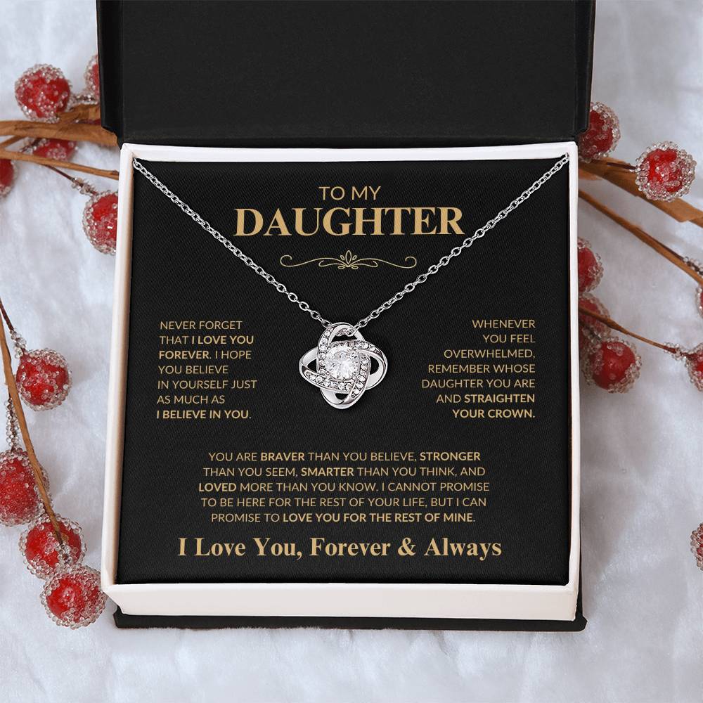 Beautiful Gift for Daughter "Never Forget That I Love You" Love Knot Necklace | I Love You, Always & Forever