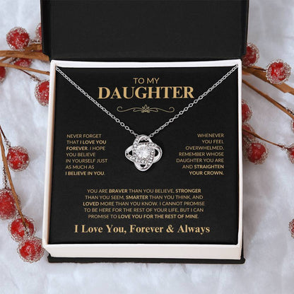 Beautiful Gift for Daughter "Never Forget That I Love You" Love Knot Necklace | I Love You, Always & Forever