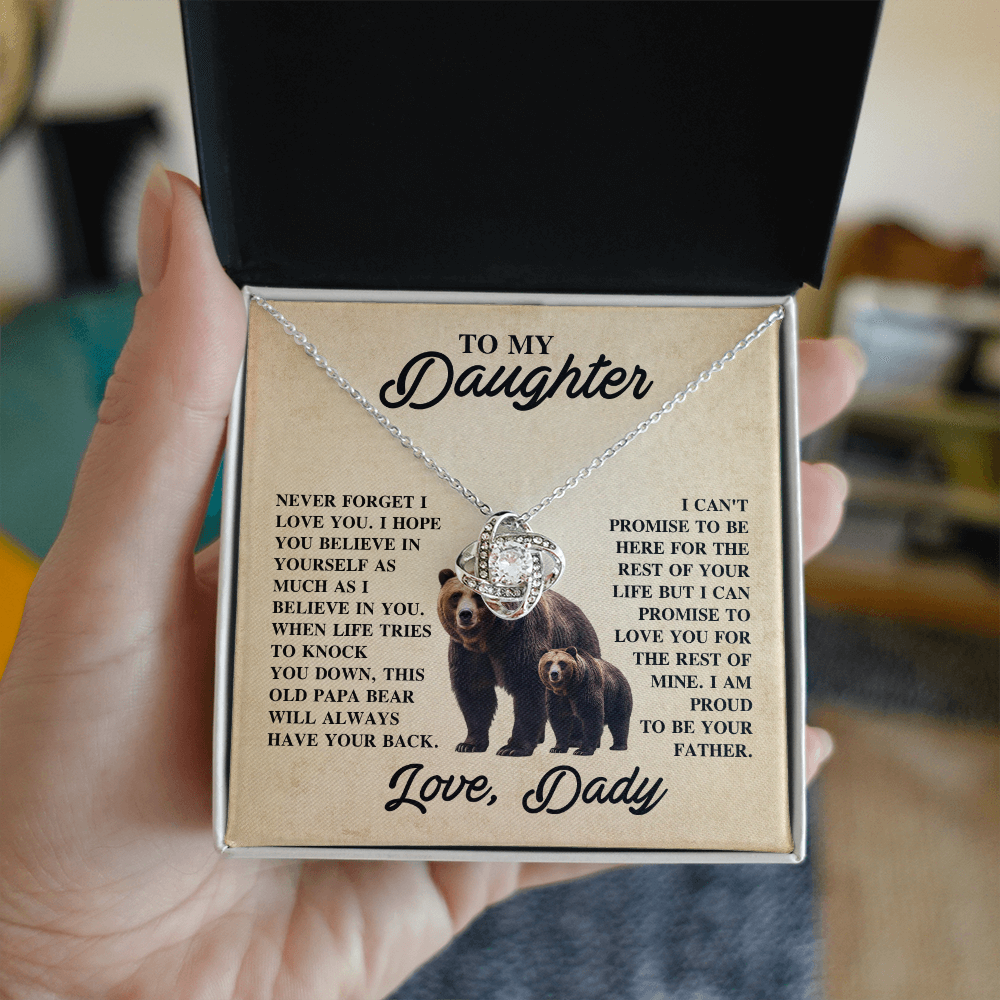 To My Daughter Love Knot Necklace From Dad