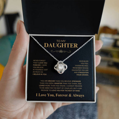 Beautiful Gift for Daughter "Never Forget That I Love You" Love Knot Necklace | I Love You, Always & Forever