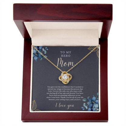 To My Hero Mom | I Love you | Love Knot Necklace | Necklace For Mom