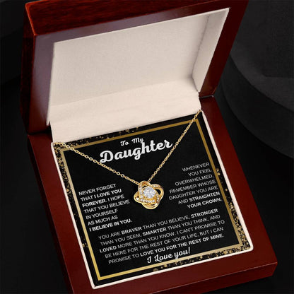 To My Daughter Love Knot Necklace Meaningful Heartfelt Gift