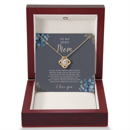 To My Hero Mom | I Love you | Love Knot Necklace | Necklace For Mom