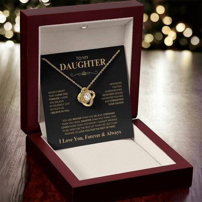 Beautiful Gift for Daughter "Never Forget That I Love You" Love Knot Necklace | I Love You, Always & Forever