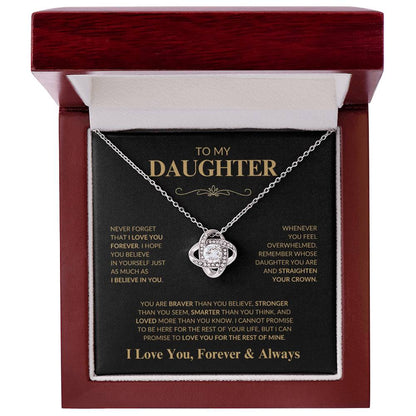 Beautiful Gift for Daughter "Never Forget That I Love You" Love Knot Necklace | I Love You, Always & Forever