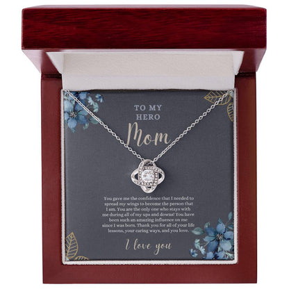 To My Hero Mom | I Love you | Love Knot Necklace | Necklace For Mom