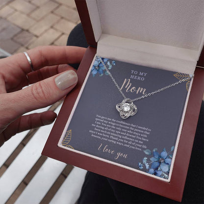 To My Hero Mom | I Love you | Love Knot Necklace | Necklace For Mom