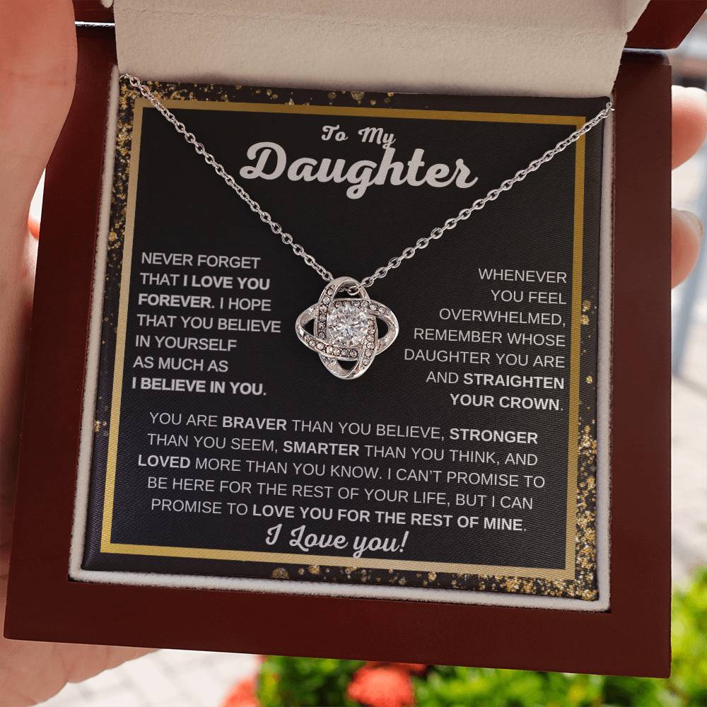 To My Daughter Love Knot Necklace | Never Forget That I Love You | Gift For Daughter | I love You