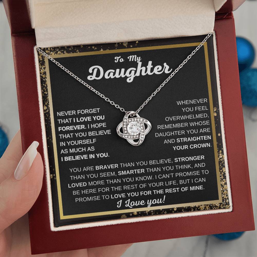 To My Daughter Love Knot Necklace | Never Forget That I Love You | Gift For Daughter | I love You