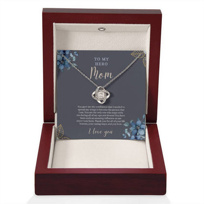 To My Hero Mom | I Love you | Love Knot Necklace | Necklace For Mom