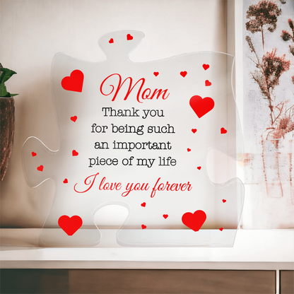 Heartfelt Puzzle Piece Acrylic Plaque for Mom – A Perfect Mother's Day Gift