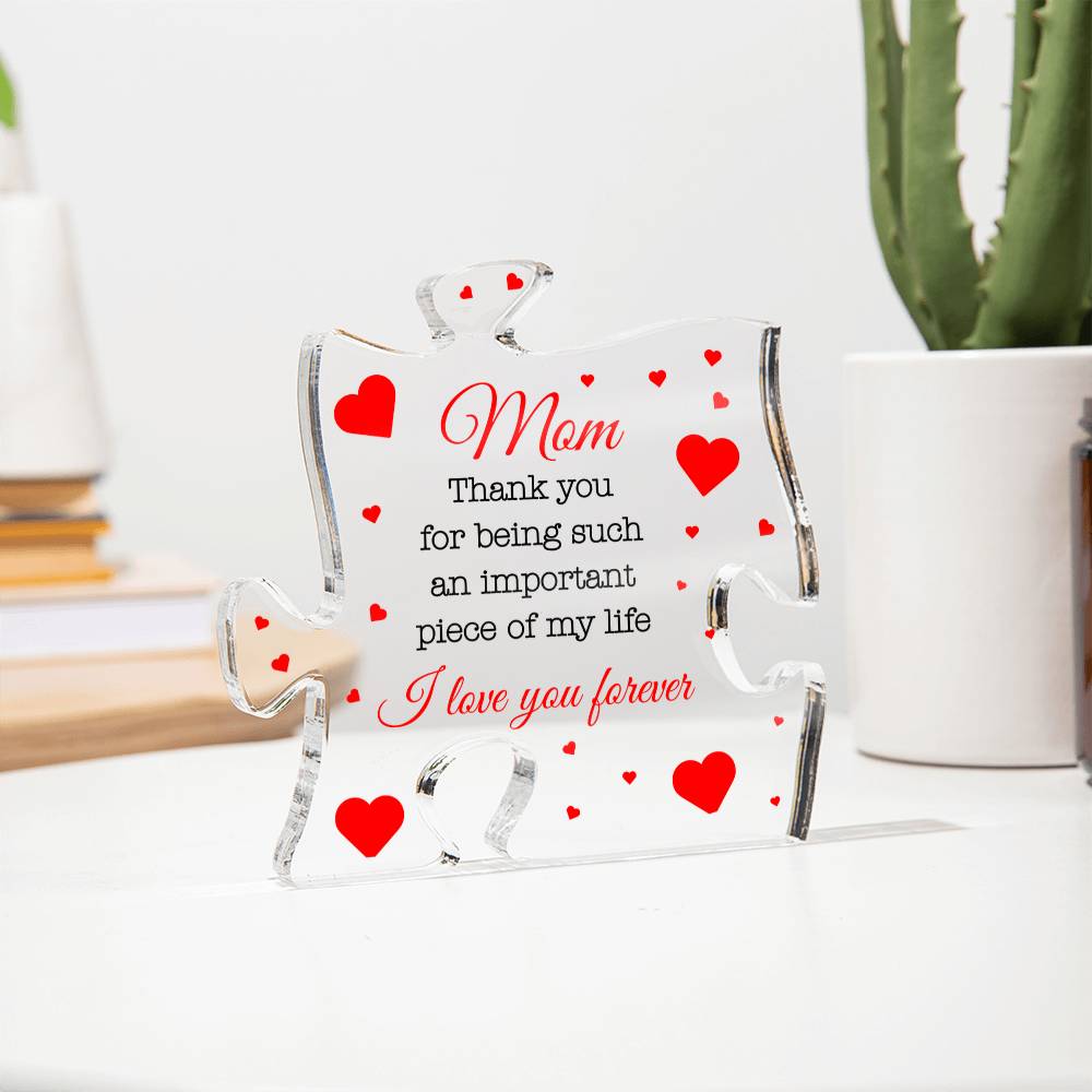 Heartfelt Puzzle Piece Acrylic Plaque for Mom – A Perfect Mother's Day Gift