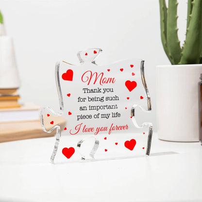 Heartfelt Puzzle Piece Acrylic Plaque for Mom – A Perfect Mother's Day Gift