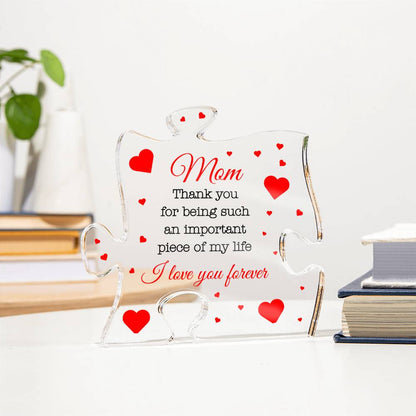 Heartfelt Puzzle Piece Acrylic Plaque for Mom – A Perfect Mother's Day Gift