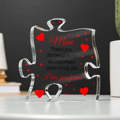Heartfelt Puzzle Piece Acrylic Plaque for Mom – A Perfect Mother's Day Gift