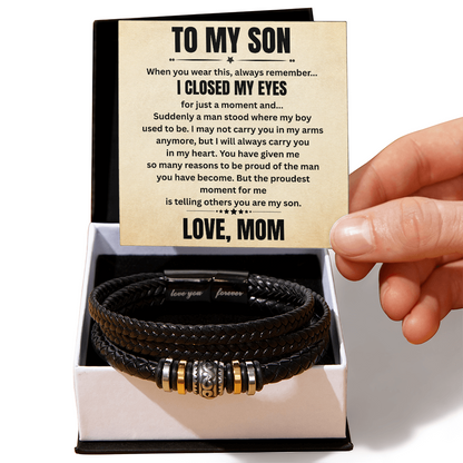 To My Son – “I Closed My Eyes” Beaded Bracelet Gift from Mom