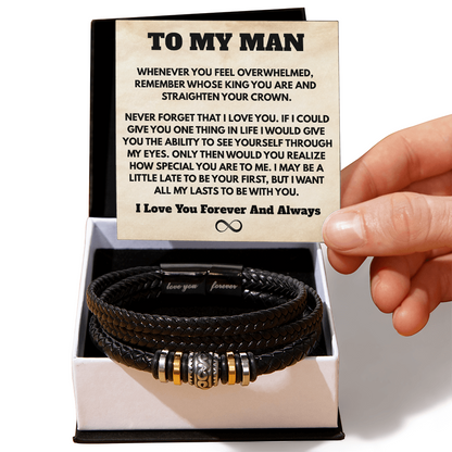 To My Man – "I Want All My Lasts With You" Leather Bracelet