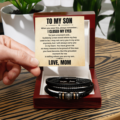 To My Son – “I Closed My Eyes” Beaded Bracelet Gift from Mom