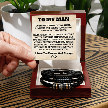 To My Man – "I Want All My Lasts With You" Leather Bracelet