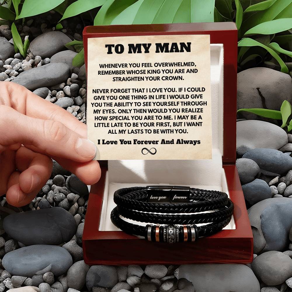 To My Man – "I Want All My Lasts With You" Leather Bracelet