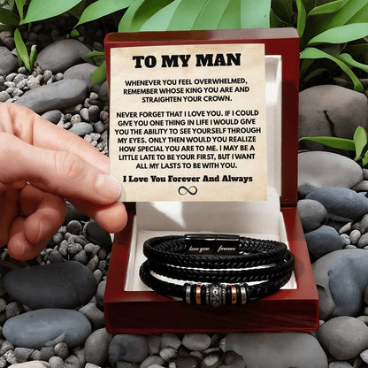 To My Man – "I Want All My Lasts With You" Leather Bracelet