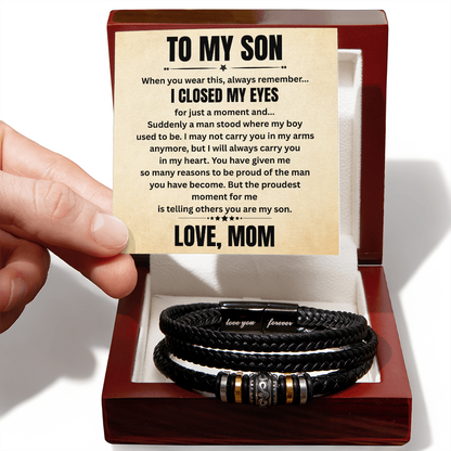 To My Son – “I Closed My Eyes” Beaded Bracelet Gift from Mom