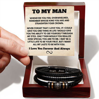 To My Man – "I Want All My Lasts With You" Leather Bracelet