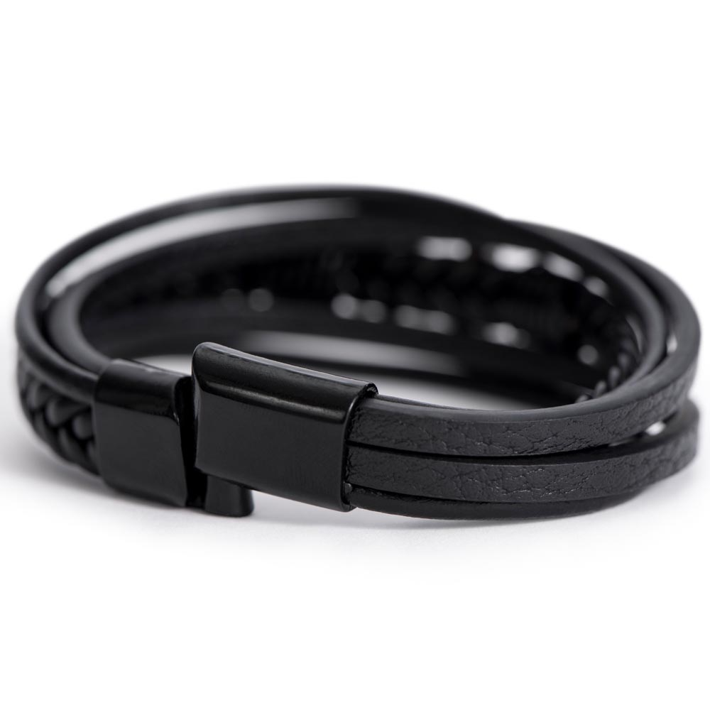 To My Son – Always Connected | Leather Cross Bracelet
