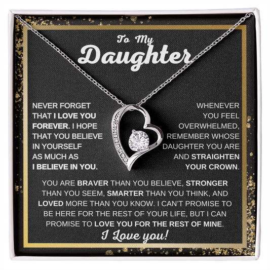 To My Daughter | Forever Love Necklace | Never Forget That I Love You | Heartfelt Gift from Mom or Dad