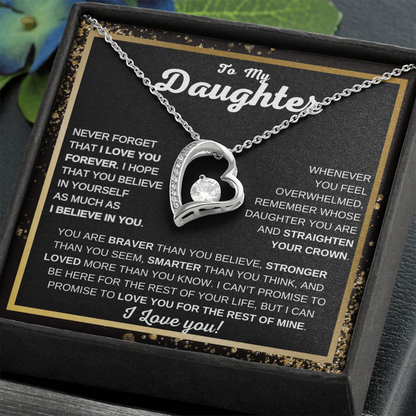 To My Daughter Heart Pendant Necklace Meaningful Gift